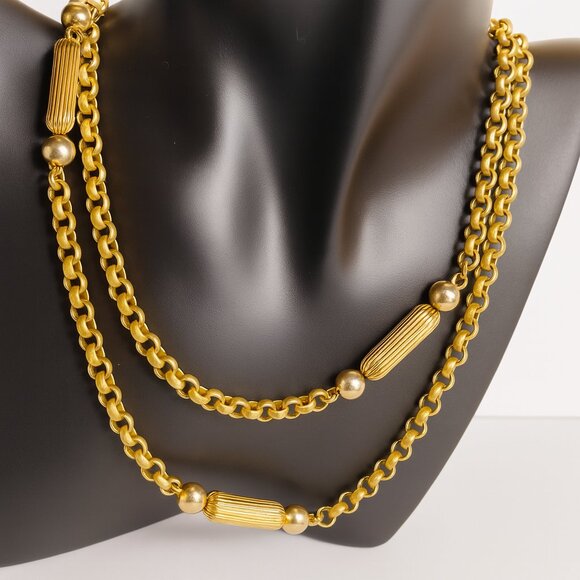 Vintage Gold Plated Link Chain Necklace Signed Germany 10K Gold Plated - Picture 1 of 5